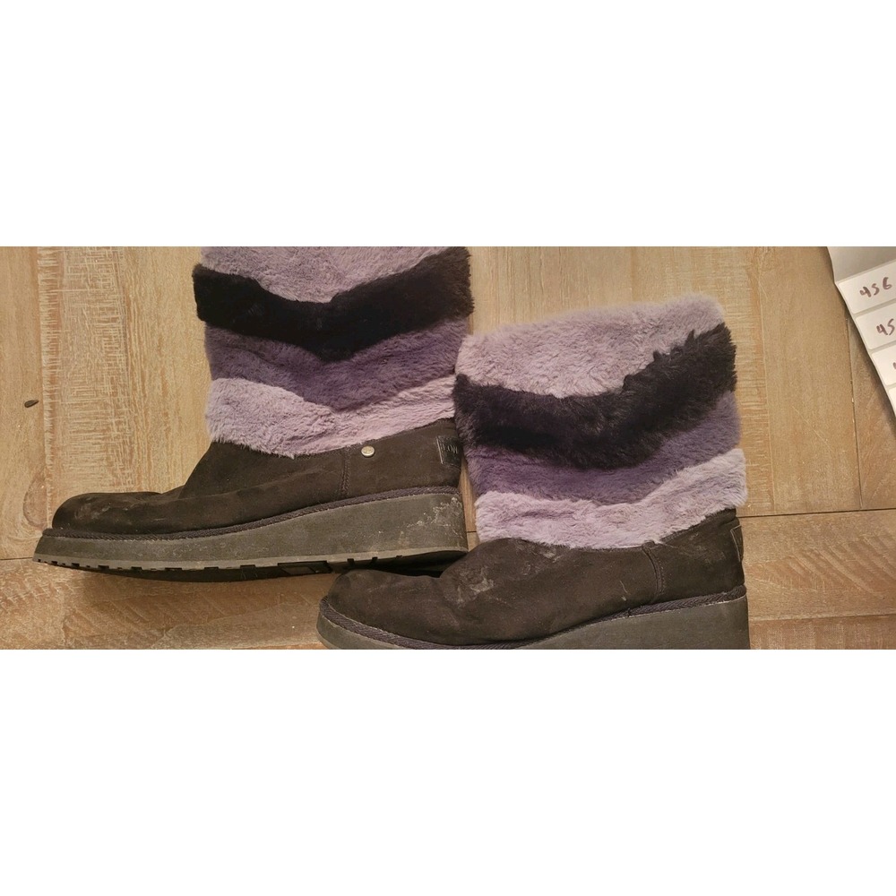 London Fog Cozy Womens Winter Boots Size 10 M Black Faux Fur upper pre-owned